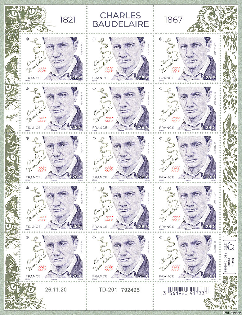 Image du timbre Charles Baudelaire  1821 - 1867