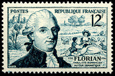 Image du timbre Florian  1755-1794Fabuliste, romancier, auteur dramatique