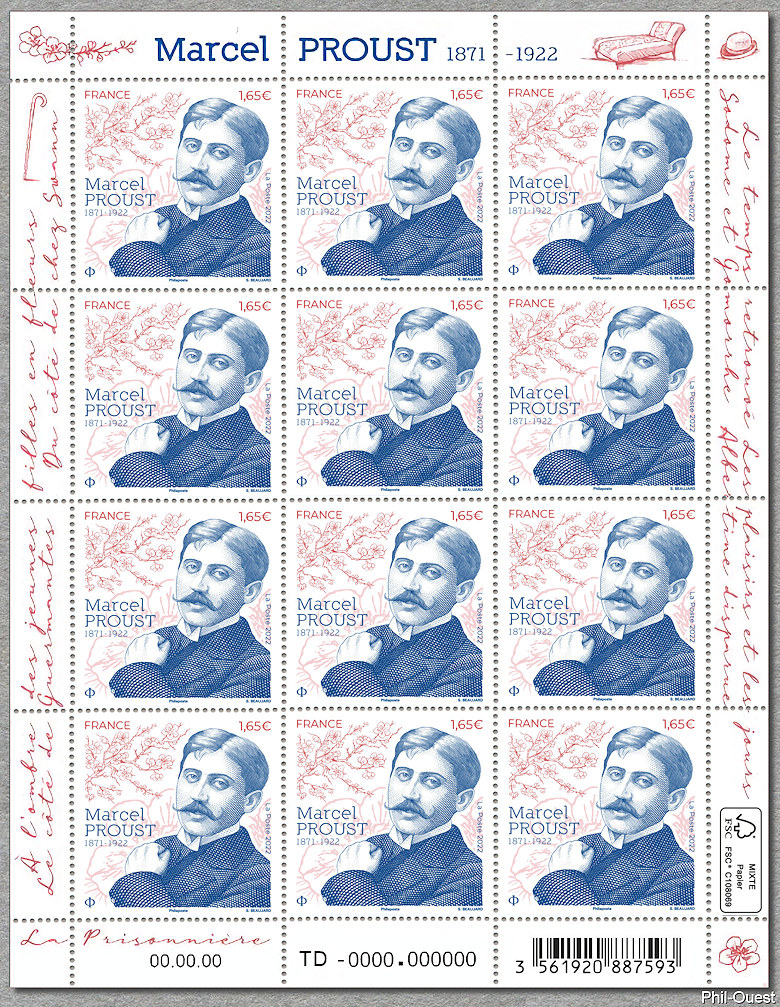 Image du timbre Marcel Proust 1871-1922 - Feuille de 12 timbres