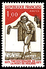 Image du timbre Tricentenaire de la mort de Molière