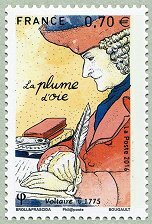 Image du timbre La plume d'oie - Voltaire 1775