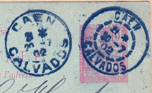 Daguin montée avec timbre à  date jumelé 
