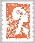 Image du timbre Timbre autoadhésif orange à 1 €