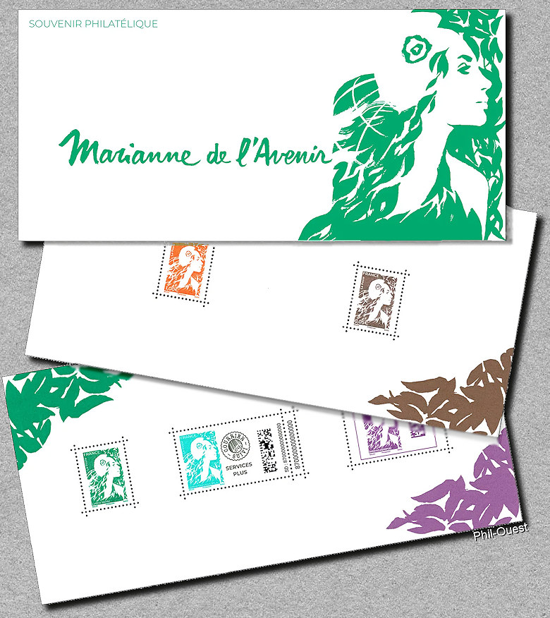 Souvenir philatélique de 5 timbres de la Marianne de l´Avenir