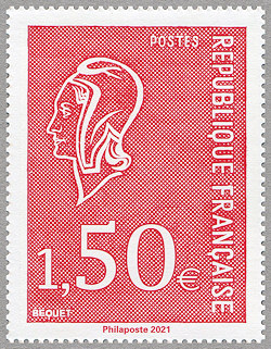 Image du timbre Marianne rouge à 1,50 €