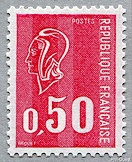 Image du timbre Marianne de Béquet 0F50 rouge-3 bandes de phosphore