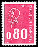 Image du timbre Marianne de Béquet - 80c rougeTaille douce - 3 bandes phosphore