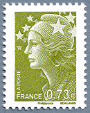 Image du timbre 0,73 euro vert-olive