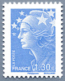 Image du timbre 1,30 euro bleu clair