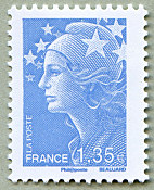 Image du timbre 1,35 euro bleu clair