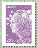 Image du timbre Lettre prioritaire 20g  Monde violet-rouge