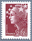 Image du timbre 2,22 euro brun-rouge