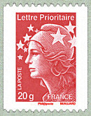 Image du timbre Lettre prioritaire  20g  France rouge pour roulette