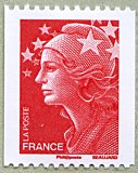 Image du timbre Marianne de Beaujard sans valeur faciale rouge pour roulette