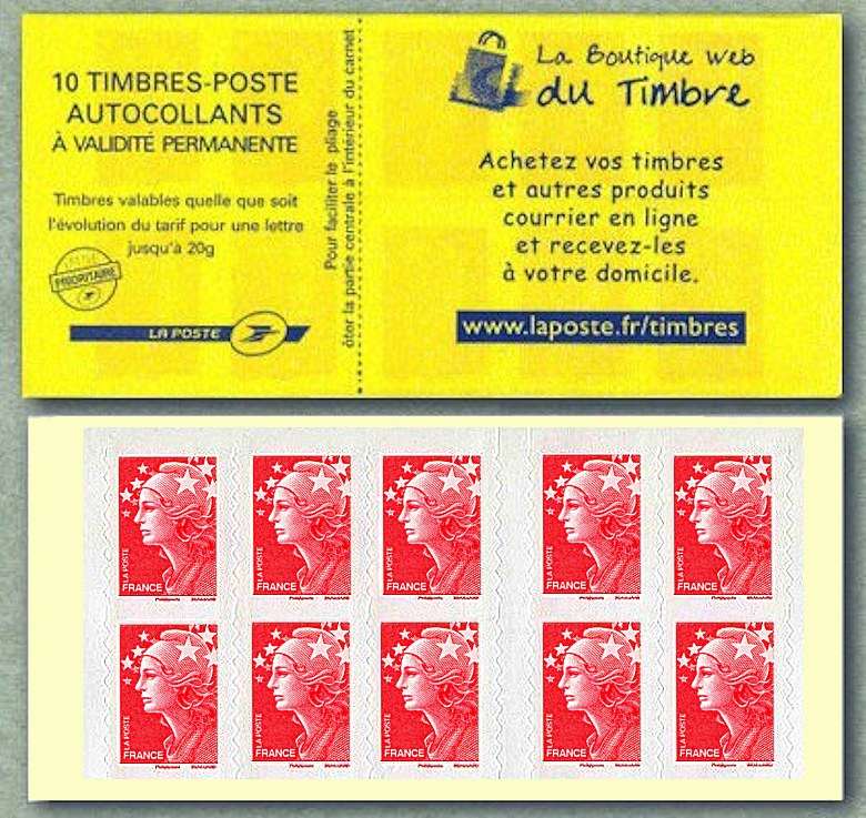 Image du timbre Carnet pour DAB de 20 timbres autoadhésifs - La Boutique Web du Timbre
