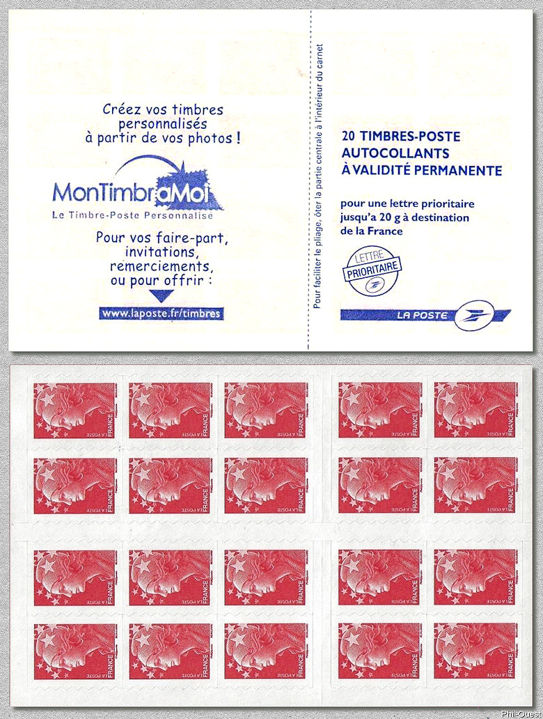 Image du timbre Carnet de 20 Marianne de Beaujard autoadhésives-MonTimbraMoi