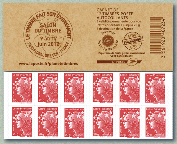 Image du timbre Carnet de 12 Marianne de Beaujard - Salon du Timbre 2012