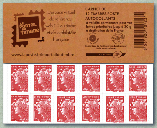 Image du timbre Carnet de 12 Marianne de Beaujard - Portail du timbre
