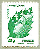 Image du timbre Lettre verte 20g pour roulette