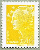 Image du timbre 0,01 euro jaune