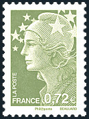 Image du timbre 0,72 euro vert-olive