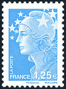 Image du timbre 1,25 euro bleu clair