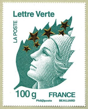 Image du timbre Marianne de Beaujard Lettre verte 100g