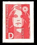 Image du timbre Marianne de Briat  lettre D rouge-autoadhésif non dentelé pour carnet