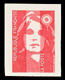 Image du timbre Marianne de Briat rouge autoadhésif non dentelé-Timbre à valeur permanente sans valeur faciale