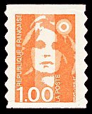 Image du timbre Marianne de Briat 1F orangeTimbre autoadhésif en complément de carnet