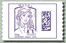 Image du timbre Marianne de Ciappa et Kawena Datamatrix Monde- Timbre autoadhésif