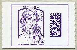Image du timbre Marianne de Ciappa et Kawena Datamatrix Monde autoadhésif