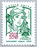 Image du timbre Marianne de Ciappa et Kawena lettre verte 2013-2018