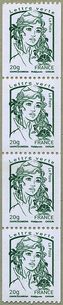 Image du timbre Marianne de Ciappa et Kawena-Bande de 4 timbres pour roulette