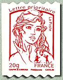 Image du timbre Marianne de Ciappa et Kawena-Lettre prioritaire jusqu'à 20g-Timbre autoadhésif pour roulette