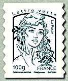 Image du timbre Marianne de Ciappa et Kawena-Lettre verte jusqu'à 100g -Lettre autoadhésive