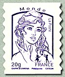 Image du timbre Marianne de Ciappa et Kawena-Lettre prioritaire pour le monde  jusqu'à 20g
-Timbre autoadhésif
