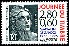 Image du timbre Cinquantenaire de la Marianne de Gandon-Timbre avec surtaxe