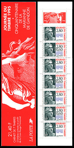 Image du timbre Bande-carnet du cinquantenaire de la Marianne de Gandon