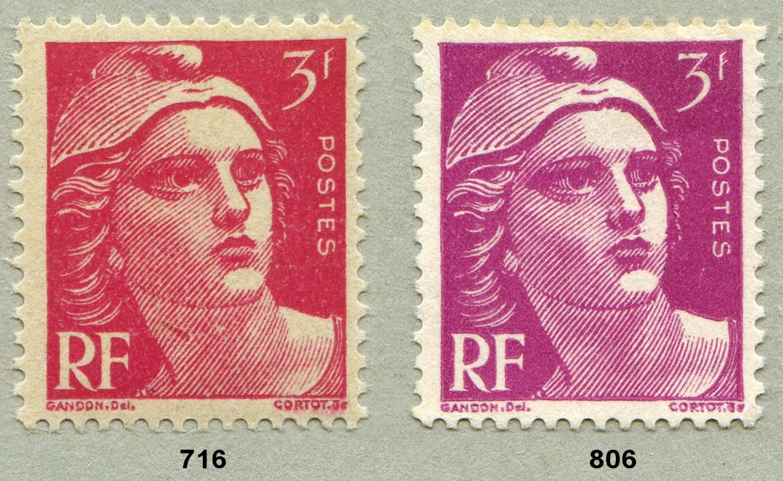 Marianne De Gandon 3 F Rose Lilas Timbre De 1948