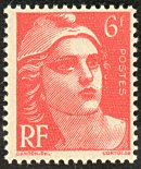 Image du timbre Marianne de Gandon 6 F orange-rouge
