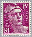 Image du timbre Marianne de Gandon, 15 F lilas rose
