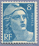Image du timbre Marianne de Gandon 8 F  bleu-clair