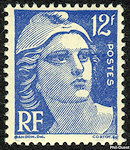 Image du timbre Marianne de Gandon 12 F outremer