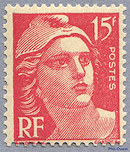 Image du timbre Marianne de Gandon 15 F rouge