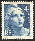 Image du timbre Marianne de Gandon 4 F bleutaille-douce petit format