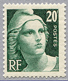 Image du timbre Marianne de Gandon 20 F verttaille-douce petit format