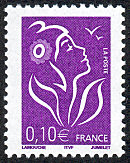 Image du timbre La Marianne de Lamouche violet 0,10 €