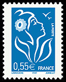 Image du timbre La Marianne de Lamouche bleu Europe 0,55 €