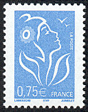Image du timbre La Marianne de Lamouche bleu ciel 0.75 € 